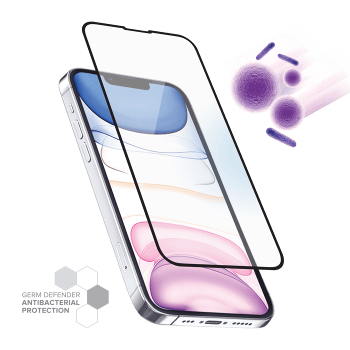 Protection d&rsquo;&eacute;cran antibact&eacute;rienne en verre tremp&eacute; ultra-r&eacute;sistant (100% de surface couverte) pour Apple iPhone 14 Plus, Noir