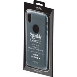 Coque slim&nbsp;paillet&eacute;e &eacute;tincelante pour Apple iPhone X, Noir