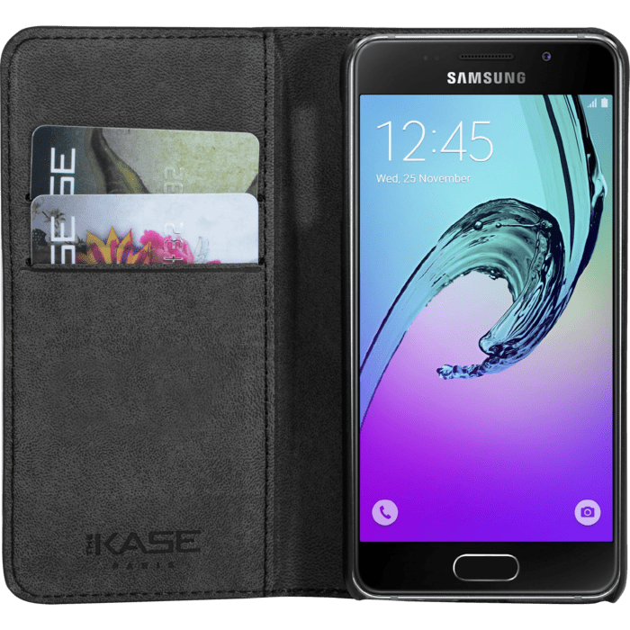 Coque clapet avec pochettes CB & stand pour Samsung Galaxy A3 (2016), Noir