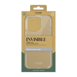 Coque hybride invisible fabriqu&eacute;e &agrave; 83 % de plastique recycl&eacute; pour Apple iPhone 16  Pro, transparente