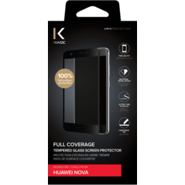 Protection d'&eacute;cran en verre tremp&eacute; (100% d surface couverte) pour Huawei Nova, Noir