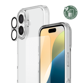 Pack combiné 3 en 1 (Coque hybride invisible, Écran en verre trempé de qualité supérieure et  Protecteur de l’objectif de la caméra) pour Apple iPhone 16 Plus, Transparente