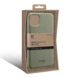 Coque antibact&eacute;rienne vegan bio 100 % z&eacute;ro d&eacute;chet pour Apple iPhone 11 Pro, Vert Basilic