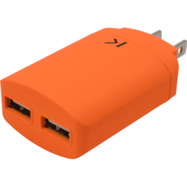 Chargeur Universel Double USB (US) 3.1A, Orange Vif
