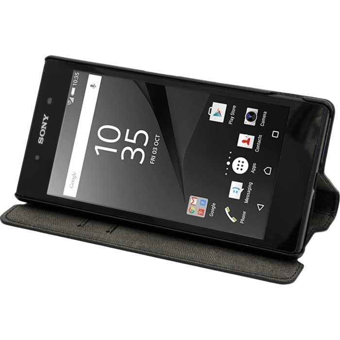 Coque clapet avec pochettes CB & stand pour Sony Xperia Z5, Noir