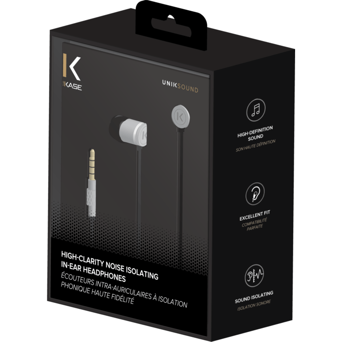 &Eacute;couteurs intra-auriculaires &agrave; isolation&nbsp;phonique&nbsp;haute fid&eacute;lit&eacute;, Argent