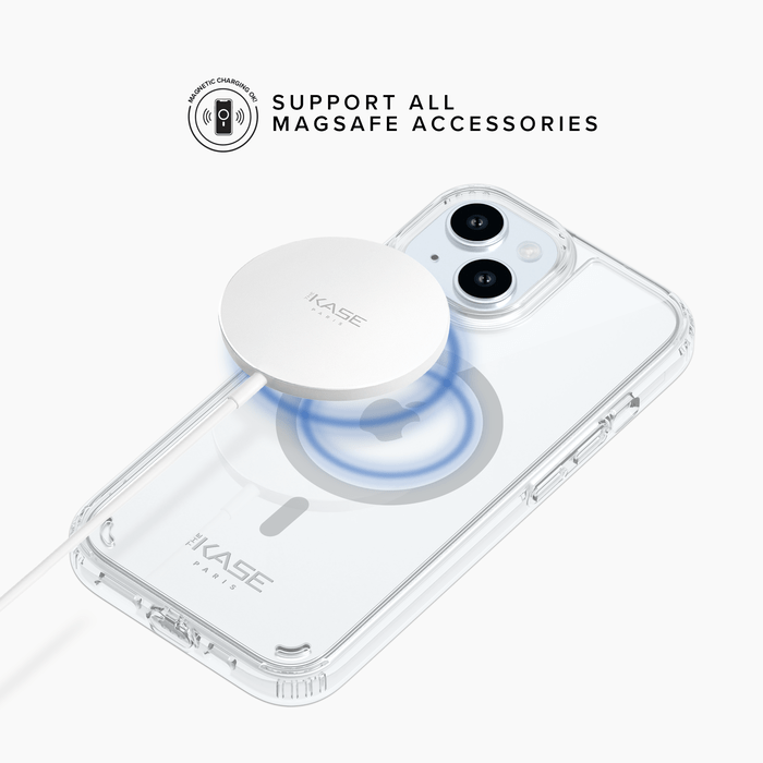 Coque antibact&eacute;rienne antichoc magn&eacute;tique invisible Fabriqu&eacute; Avec du 75% Plastique Recycl&eacute; pour Apple iPhone 15, Transparente