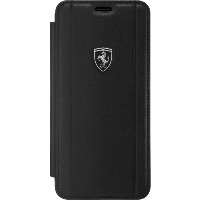 Ferrari Heritage Portofino Coque clapet en cuir v&eacute;ritable pour Samsung Galaxy S9, Noir