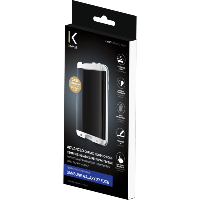 Protection d'écran en verre trempé Bord à Bord Incurvé avancé pour Samsung Galaxy S7 Edge, Blanc