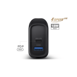 Case Universal PowerPort Speed LITE Quick Charge 18W Dual USB EU Wall Charger, Black