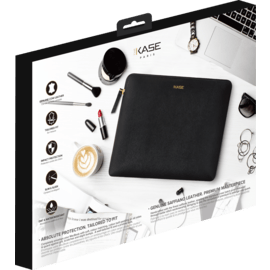 Housse en cuir véritable Saffiano pour MacBook Pro, MacBook Air & MacBook Pro Retina 13 pouces, Minuit Noir