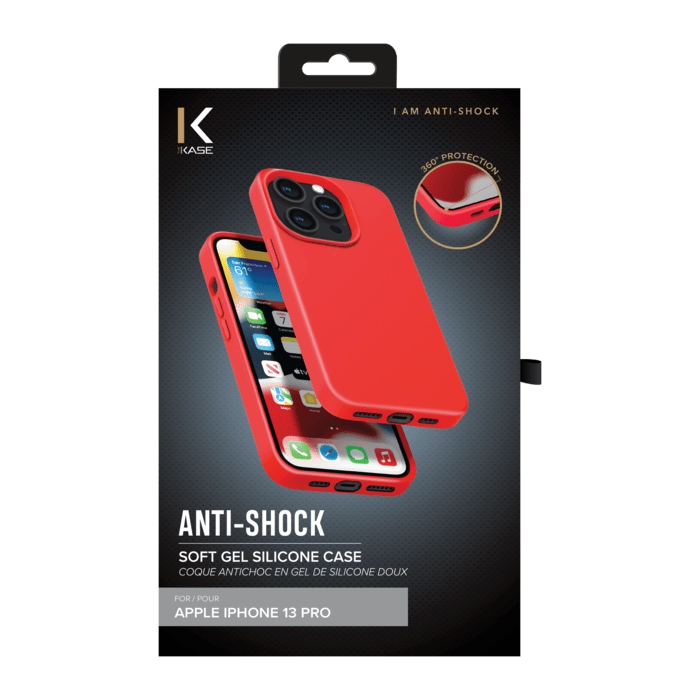 Coque antichoc en gel de silicone doux pour Apple iPhone 13 Pro, Rouge Ardent