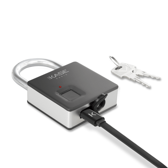 Cadenas Biom&eacute;trique Intelligent &Eacute;tanche IP65 Forte Protection avec double de cl&eacute;s, Noir