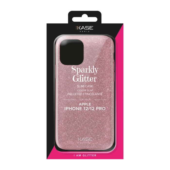 Coque slim&nbsp;paillet&eacute;e &eacute;tincelante pour Apple iPhone 12/12 Pro, Or Rose