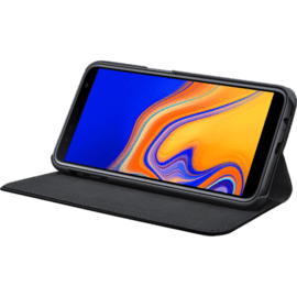 Coque clapet folio avec fente pour cartes & support pour Samsung Galaxy  J6+ 2018, Noir