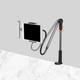 Supporto a clip per tablet e smartphone a collo d'oca (1,2 m), grigio metallizzato