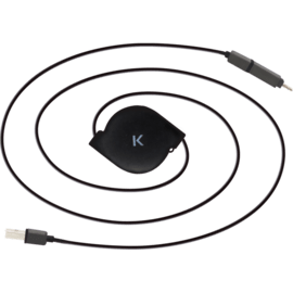 Câble rétractable 2-en-1 Lightning & Micro USB, Noir
