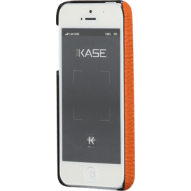 Coque pour Apple iPhone 5/5s/SE, cuir v&eacute;ritable Veau Grain&eacute; et Autruche, Orange