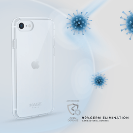 Coque antibactérienne hybride invisible pour iPhone 6/6s/7/8/SE 2020/SE 2022, Transparente