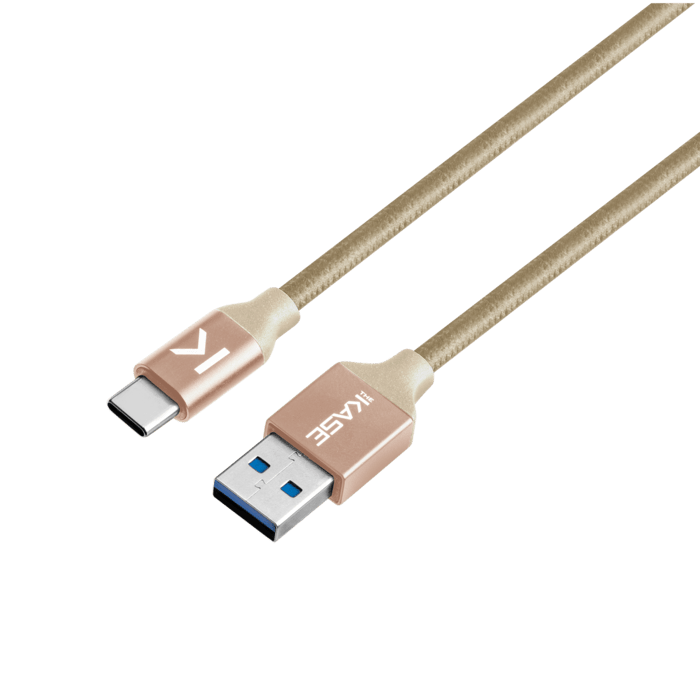Fast Charge USB 3.2 GEN 2 Metallic braided USB-C to USB-A Charge/Sync cable (1M), Gold