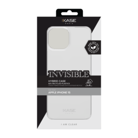 Coque hybride invisible fabriqu&eacute;e &agrave; 83 % de plastique recycl&eacute; pour Apple iPhone 15, transparente