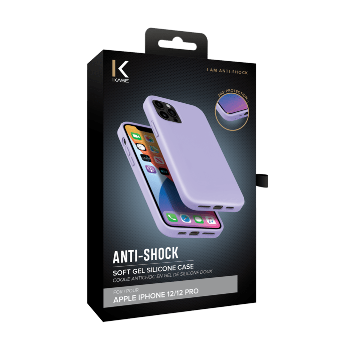 (O) Coque antichoc en gel de silicone doux pour Apple iPhone 12/12 Pro, Violet Lilas
