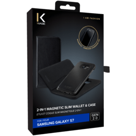 Etui et Coque slim magnétique 2-en-1 GEN 2.0 pour Samsung Galaxy S7, Noir