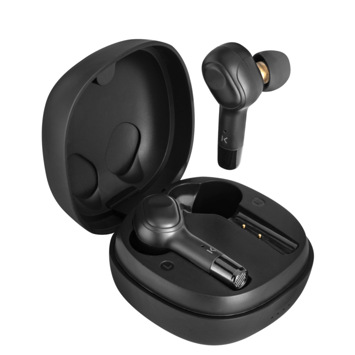 &Eacute;couteurs sans fil Sonik Pro intra-auriculaires avec bo&icirc;tier de chargement, Noir onyx