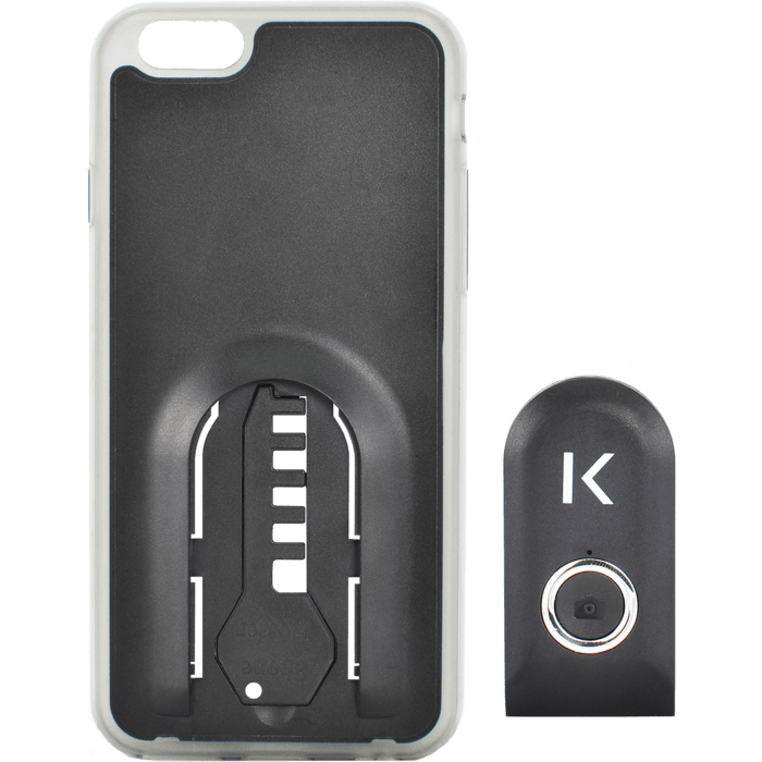 Coque selfie avec d&eacute;clencheur &agrave; distance Bluetooth pour iPhone 6/6s, Satin Noir