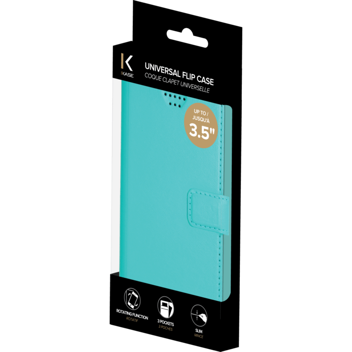 Coque clapet Universelle pour Smartphone (jusqu à 3.5 pouce), Turquoise
