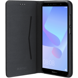Case Folio flip case with card slot & stand for Huawei Y6 (2018) , Black