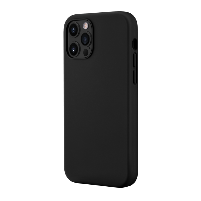 (O) Coque antichoc en gel de silicone doux pour Apple iPhone 12 Pro Max, Noir Satin