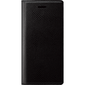 Diarycase Coque clapet en cuir v&eacute;ritable avec support aimant&eacute; pour Apple iPhone 6/6s, Noir L&eacute;zard