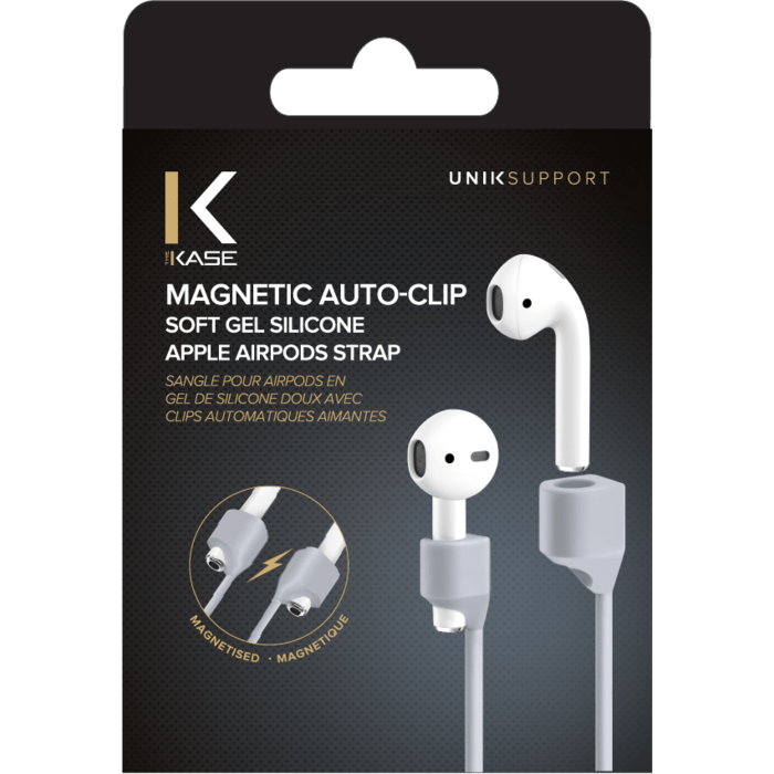 Magnetic Auto-Clip Soft Gel Silicone Apple AirPods/ AirPods Pro Strap, Space Grey