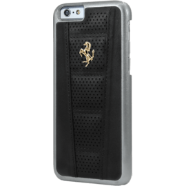 Ferrari Perforated Coque cuir veritable pour Apple iPhone 6/6s, Noir, Cheval doré