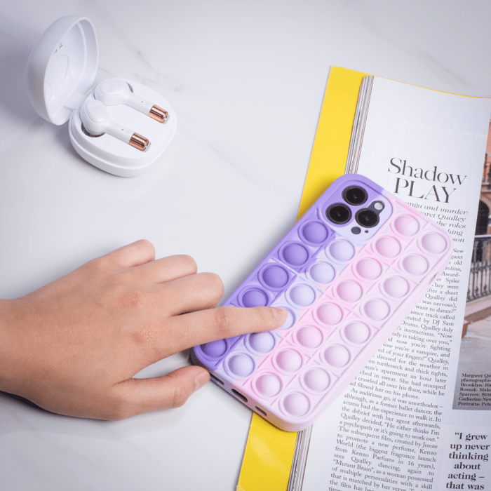 Coque Popping Bubble pour Apple iPhone 12/12 Pro, Bleu Vert