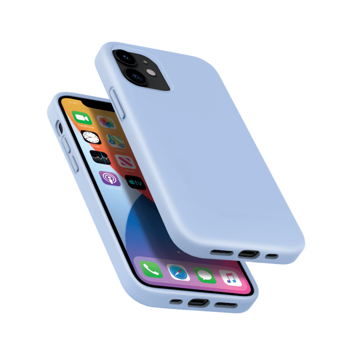 (O) Coque antichoc en gel de silicone doux pour Apple iPhone 12 mini, Bleu Lilas