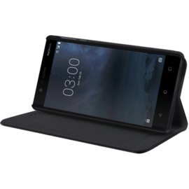 Custodia Folio Flip con slot per schede e supporto per Nokia 3, nero