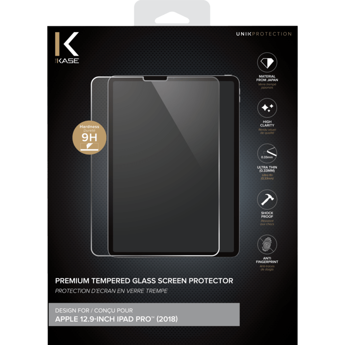 Protection d'&eacute;cran premium en verre tremp&eacute; pour Apple iPad Pro 12.9-inch 3rd/4th/5th Generation, Transparent