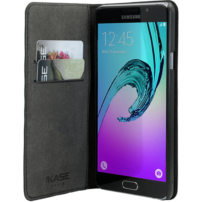 Coque clapet avec pochettes CB & stand pour Samsung Galaxy A7 (2016), Noir