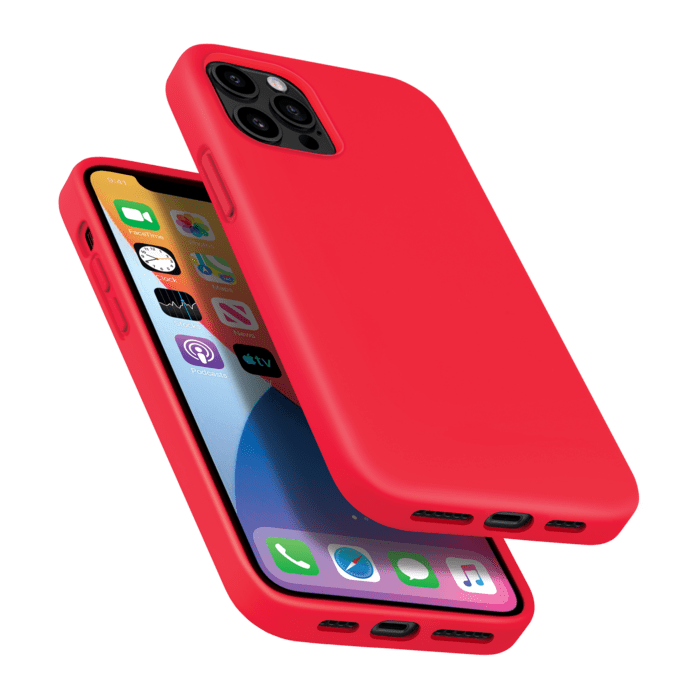 (O) Coque antichoc en gel de silicone doux pour Apple iPhone 12 Pro Max, Rouge Ardent