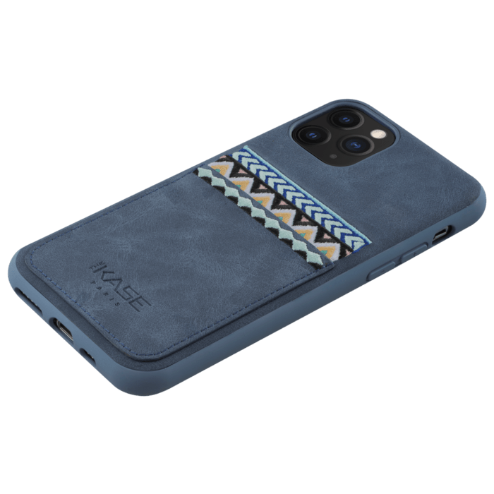 Coque slim Bohème avec fente pour carte de crédit pour Apple iPhone 11 Pro, Bleu persan