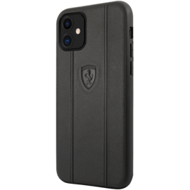 Coque Ferrari Off Track en cuir véritable pour Apple iPhone 11 Pro, Noir