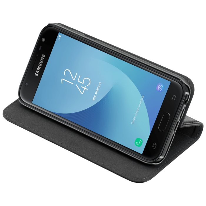 Étui et Coque slim magnétique 2-en-1 pour Samsung Galaxy Galaxy J3 (2017), Noir (v. EU/Asie - J330FDS & J330GDS)