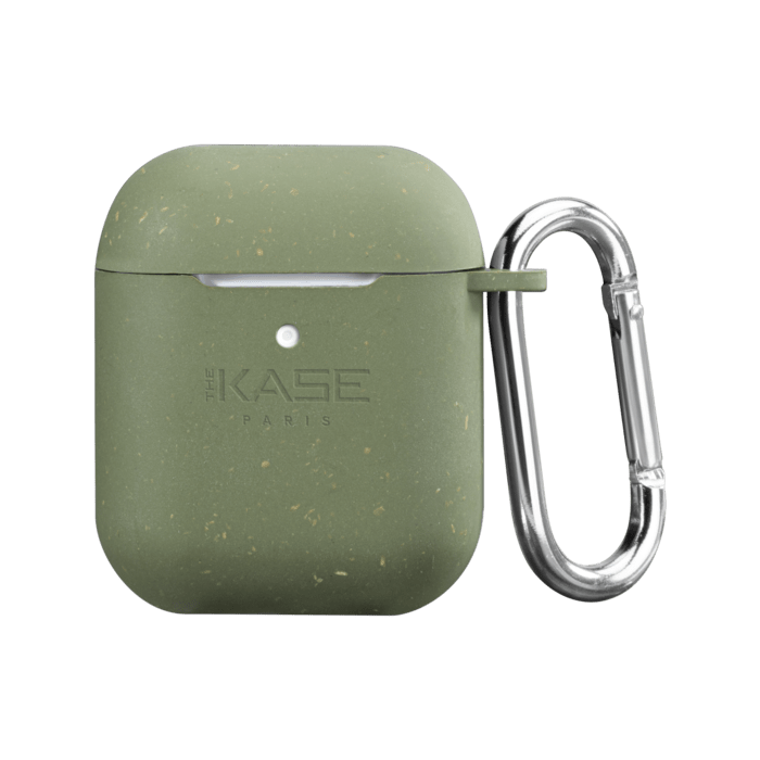 Coque antibact&eacute;rienne vegan bio 100 % z&eacute;ro d&eacute;chet pour Apple AirPods, Vert olive
