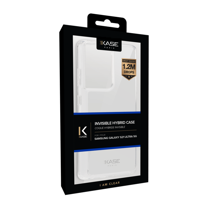 Coque hybride invisible pour Samsung Galaxy S21 Ultra 5G, Transparente