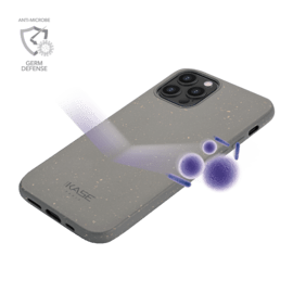 Coque antibact&eacute;rienne vegan bio 100 % z&eacute;ro d&eacute;chet pour Apple iPhone 12/12 Pro, Gris Lave