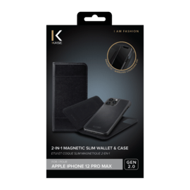 &Eacute;tui et Coque slim magn&eacute;tique 2-en-1 GEN 2.0 pour Apple iPhone 12 Pro Max, Noir