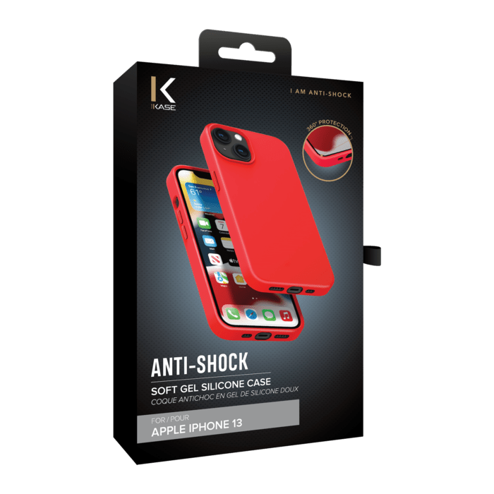 Coque antichoc en gel de silicone doux pour Apple iPhone 13, Rouge Ardent
