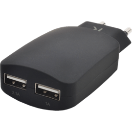 Chargeur Universel Double USB (EU) 3.1A, Noir de Jais